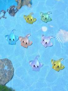 80/50/20/10/1pc Mini Night Glow Marine Animals Devil Fish,Colorful Miniature Realistic Devil Fish Decoration,Teenagers' Gift Or Incentive,Fish Species Birthday Gifts Graduation Party Gifts,Miniature Things Figurines To Hide For DIY Decoration, Ocean Style Party Ornaments