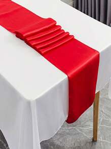 1 Set Rectangular Satin Tablecloth + 1 Set Table Runner, 57.08"X102.3", White/Black/Rose Gold, Satin Tablecloth/Chair Sash/Chair Back Decoration, Suitable For Home, Indoor, Outdoor, Picnic And Camping, Suitable For Decorating All Holidays And Formal Occasions, Applicable To Wedding/Hotel/Restaurant Party/Birthday Party/Easter/Wedding Season