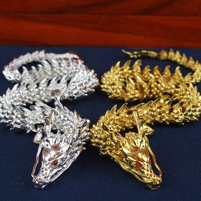 2025 New Alloy Five-Claw Golden Dragon Ornament, Movable Joints, Feng Shui Decor, Desk Decoration - Holiday Gift - Birthday Gift - Exquisite Present