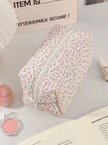 1 Peça Bolsa de Maquiagem Fofa com Laço, Portátil e Compacta, Padrão de Laço Fofo, Bolsa de Toucador de Viagem, Organizador de Maquiagem com Zíper, Bolsa Acolchoada de Cosméticos, Bolsa de Maquiagem Franzida com Zíper, Dobrável e Estilosa para Pincéis, Bolsa de Cosméticos Estética para Presente, Amiga, Itens Essenciais de Viagem, Férias, Verão, Volta às Aulas, Bolsa Escolar, Bolsa de Viagem para Mulheres, Bolsa de Maquiagem para Viagem