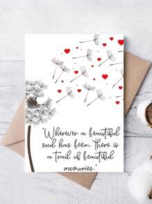 1 Elegant Black & White Condolence Card With Red Hearts & Dandelion Design - Thoughtful Message For Any Occasion, Includes Red Envelope, Condolence Card | Elegant Card Design | Detailed Illustration, Condolence Cards For All Occasions