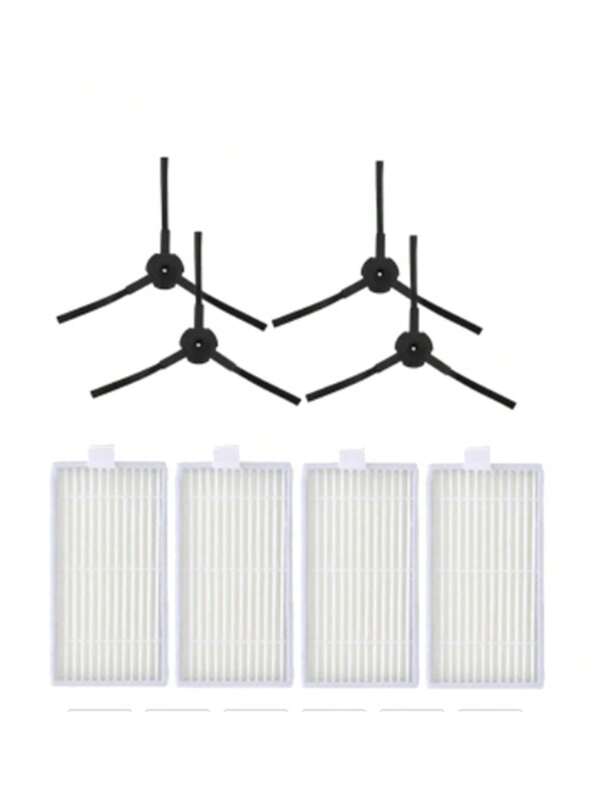 For ILife Hepa Filter V5 V5s V3 V3S V5S V50 Pro V55 X5 Robot Vacuum Accessories Spare Parts Includes: 4 Filters, 4 Side Brushes