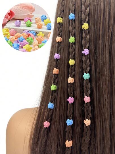 60pcs Hair Braids Beads Headwear Cute Candy Colors Plastic Hairpins Summer Hair Claw Clips For Girls Hair Accessories Loc Hair Jewelry For Braids For Girls