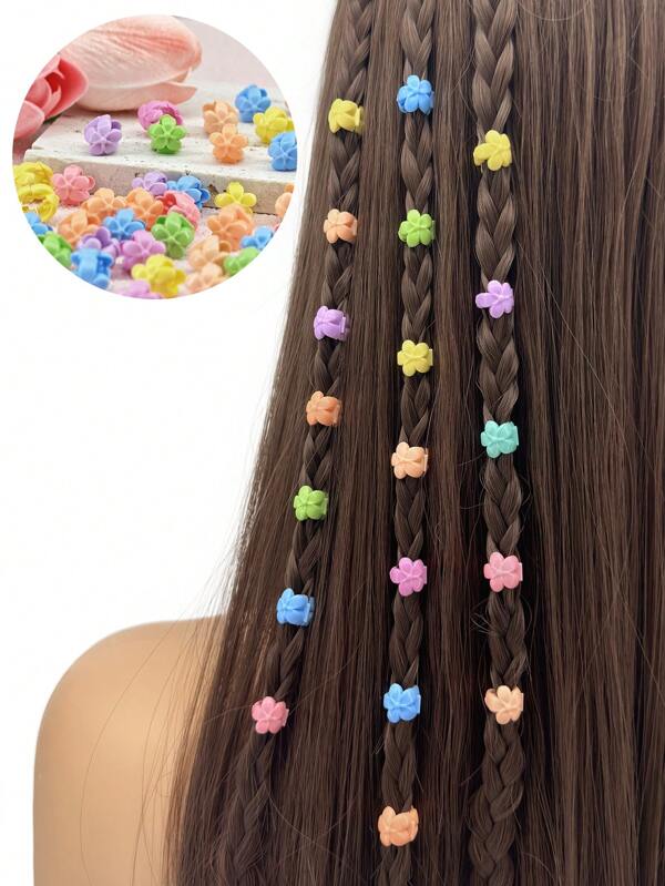 60/120pcs Hair Braids Beads Headwear Cute Candy Colors Plastic Hairpins Summer Hair Claw Clips For Girls Hair Accessories Loc Hair Jewelry For Braids For Girls