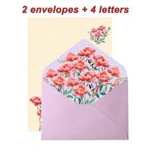 Set da 6 pezzi di buste e carta da lettere a tema floreale romantico, con buste ed carta con eleganti motivi floreali, adatti per lettere d'amore, note, matrimoni, inviti, delicata carta da lettere e buste floreali, buste per cartoline, forniture scolastiche, back to school