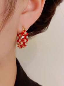 1 Pair Premium Elegant Pearl Round Hoop Earrings, Korean Fashion Niche Design For Women