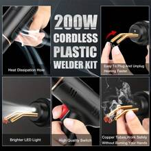 200W Cordless Hotmelt Welding Gun, USB Rechargeable Portable Repair Tool With 5000mAh Long Battery Life, Mica Heating Element, 400pcs Hotmelt Welding Kit, Suitable For Car Bumper And Plastic Repair