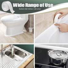 1.5" X 10.5Ft Magic Seal Tape - Instant Waterproof Toilet & Bathroom Caulk Strip, No Mess Self-Adhesive Seal For Sink, Shower, Bathtub Edges - Includes Sealing Tool! (PVC Durable)"