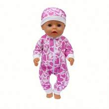 2025新款可爱卡通图案连体衣娃娃衣服，适合14–18英寸婴儿娃娃和36–45厘米新生婴儿娃娃（不含娃娃）