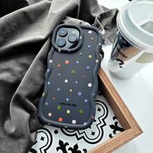 1pc Colorful Polka Dot Cute Cartoon Full Coverage Anti-Drop Phone Case, Compatible With Samsung/Redmi/Apple/INFINIX/OPPO/REALME/Honor Waterproof Shockproof Scratch Resistant