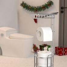 New  Toilet Paper Holder Stand Toilet Tissue Roll Holder  Shelf For Bathroom Storage Holds Phone/ Wipe/ Mega Rolls-Shiny Chrome - A-shiny Chrome 24 - View 2