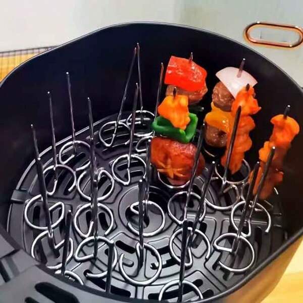 Air Fryer Vertical Skewers, 10/20/30pcs Stainless Steel Thickened Barbecue Skewers, Air Fryer Oven Skewers, Grill Stick Vertical Skewers