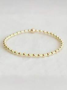 1 pieza Pulsera elástica de moda, estilo bohemio con cuentas de vidrio multicolor, hebra de cuentas de metal enchapado en cobre, pulsera apilable, adecuada para uso diario de mujeres y como regalo