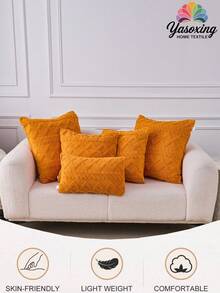 1 buah Sarung Bantal Dekoratif Motif Geometris Bohemian Oranye (Isi Bantal Tidak Termasuk), Sarung Bantal Flanel Modern dengan Penutup Resleting, Cocok untuk Rumah, Sofa, Ruang Tamu, Sarung Bantal Motif Persegi Lembut dan Berbulu, Dekorasi Rumah Kontemporer, Cocok untuk Kamar Tidur, Asrama. - Jeruk - View 2