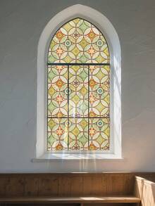 1卷彩色玻璃窗隐私膜，3D彩虹波西米亚风格玻璃贴纸，柔化光线，阻挡紫外线，适用于家庭、浴室、淋浴房门（17.7*197英寸） - 彩色 - 查看 14