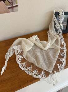 2pcs Women Beige And Pink Retro Floral Lace Triangle Scarf Headband, Fashionable And Versatile Flower Headband Suitable For Daily Outings, Parties, Makeup And Clothing Accessories. Valentine's Day Hair Band Turban Headband Sweatband, Hairband Fall Winter Hair Accessories For Women For Vacation Outfits Woman Women Bandanas Soft Headwrap