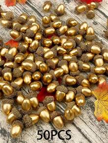 50pcs/Set Artificial Golden Acorn, Decor For Home, Kitchen, Holidays, Christmas And Autumn Table, Made Of Plastic, Battery-Free, Corded-Free,Fake Plants Home Decor Christmas Decorations Room Decor - Multicolor - View 13