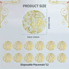 1 套一次性铝箔餐垫，12 件一次性桌布，适用于餐厅、婚礼、生日派对、厨房、餐厅、情人节和圣诞节装饰