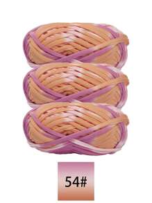 3 pièces Ruban de satin en polyester, environ 300g, mélange multicolore de fil doux en tissu - pour pantoufles au crochet DIY, sacs, panier de rangement (design d'emballage assorti)