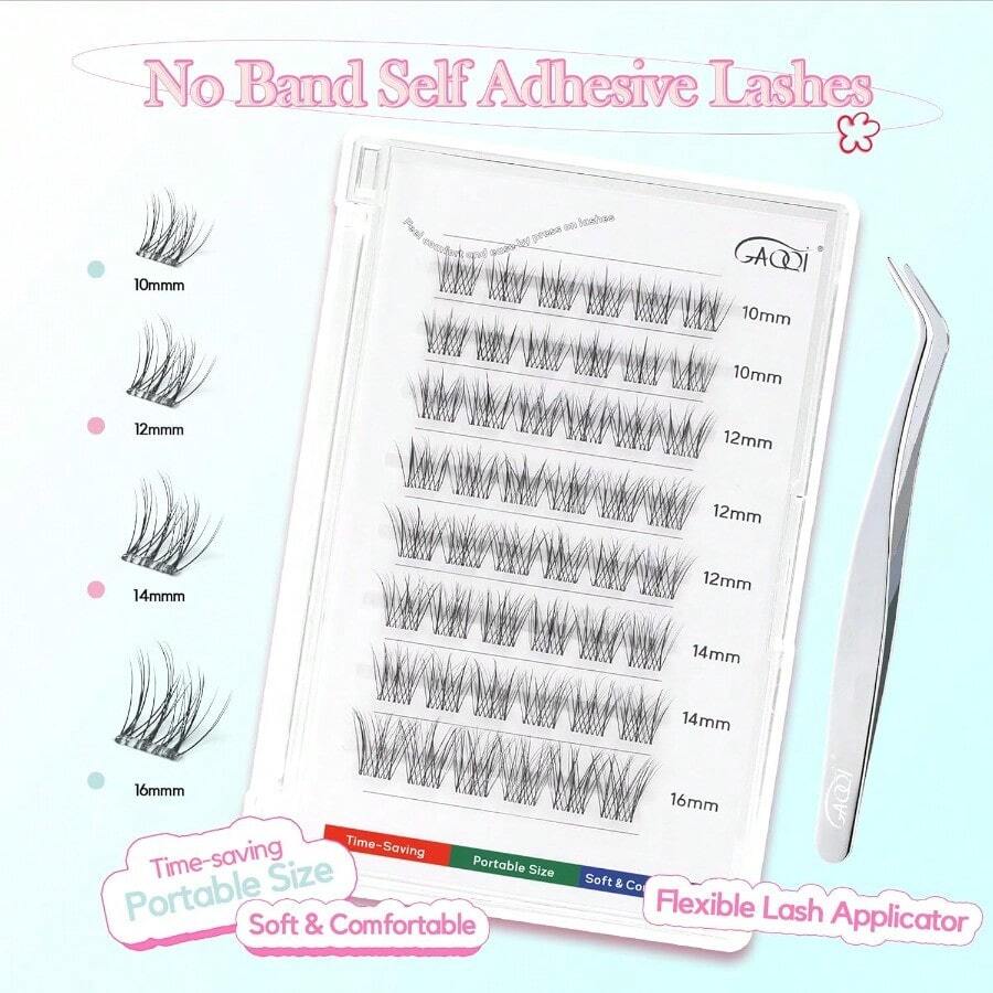Self Adhesive Eyelashes Clusters No Glue Lash Clusters 1016mm Wispy Natural Cluster Lashes No Band Pr On Lashes More Comfortable Stronger Hold Lace - Black - View 1