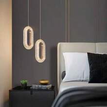 Lampada a sospensione moderna a forma di mezzaluna LED dorata, paralume ellittico in acrilico, temperatura di colore regolabile da 3000K a 6000K, luce a soffitto LED dimmerabile, adatta per isola della cucina, sala da pranzo, camera da letto - Luce a sospensione circolare con cavo regolabile