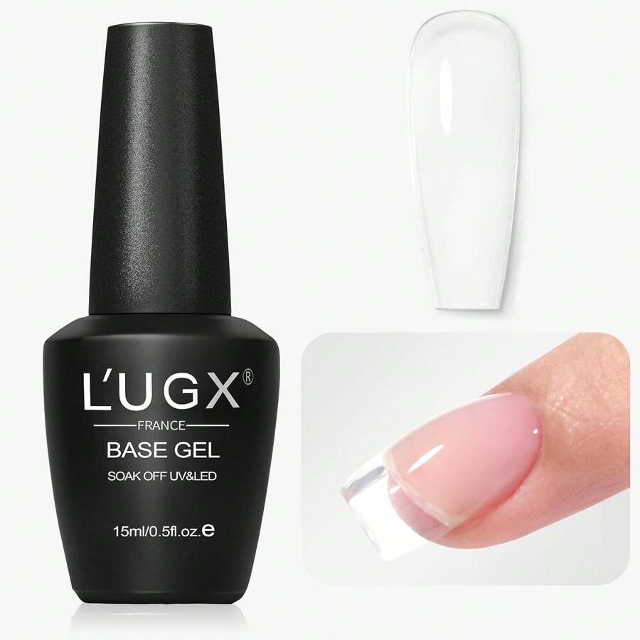 L'UGX Rubber Base Gel Polish - 0% Acid, 15ml Flexible &Amp; Long-Lasting Gel Base Coat, Stronger Adhesion Rubber Gel Base For Nails, Ideal For DIY &Amp; Nail Salon Use. - Build Gel - View 1