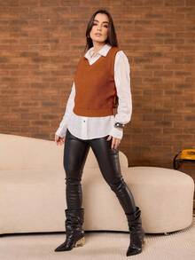 Fang Casual V-Neck Valentine's Day Knitted Sweater Vest - 查看 4
