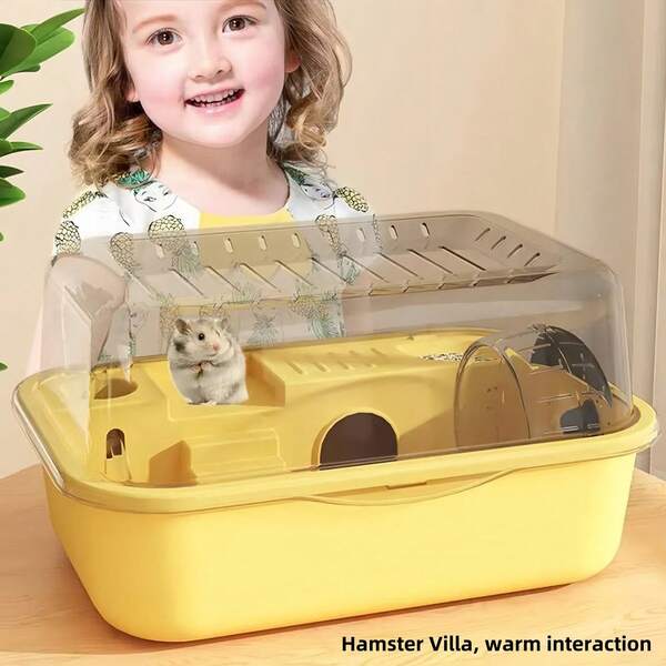 Gaiola para hamster grande, tampa transparente respirável de acrílico que pode ser aberta, cerca para hamster, rato, urso dourado, animal pequeno