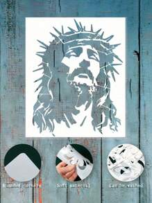 1pc Jesus Artistic Human Portrait Stencils, 11.81*8.19 Inch, Durable PET Craft Templates For Painting, Tattoo Stencil, Home Decor - Wall Art, Art Supplies, Henna Stencils,Craft Supplies,Art Crafts For Adults,Back To School,School Supplies