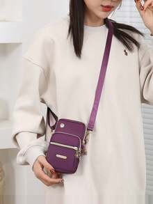 Women's Casual Sports Outdoor Phone Pouch Wristlet Arm Band Multi-Layer Solid Color Coin Wallet Crossbody Bag Wallet Shoulder Bag Women's Wallet And Purse Bag Ladies' Handbag For Women Wallet Purse Wallet - Black - View 11