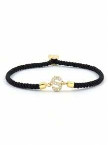 A Fashionable And Exquisite Copper-Inlaid Zirconia A-Z Bracelet With The First Letters Of The 26 Surnames. It Can Be Freely Adjusted And Pulled. It Is A Daily Accessory For Girls And A Festival Gift!