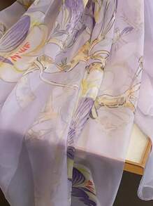 1pc Soft Chiffon Scarf, New Spring/Autumn Versatile Lightweight Breathable Printed Beach Wrap Shawl