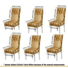 1/4/6pcs"Golden Floral Border Pattern Chair Cover" / Chair Cover Set, Suitable For Indoor Home Restaurant, Hotel Modern Daily Decoration. Tablecloth Suitable For Square Tables, Elastic Chair Covers Can Be Washed - YT-028 - View 13