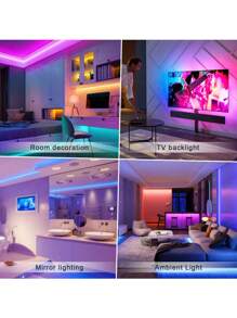 Luzes de LED de 44 Teclas 65 FT com Sincronização de Música, Luzes de Faixa de LED RGB Coloridas com Controle Remoto e Aplicativo, Luzes de LED Bluetooth, Luzes de LED para Quarto, Casa, Cozinha, Decoração, Festa