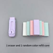 Cute Heart-Shaped Eraser Set, Durable ABS Material, Push-Pull Design, Lovely Macaron Colors, Suitable For Office And School Use