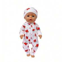 2025新款可爱卡通图案连体衣娃娃衣服，适合14–18英寸婴儿娃娃和36–45厘米新生婴儿娃娃（不含娃娃）