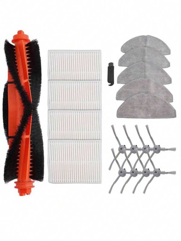 For Lubluelu L20/For Honiture V8 Pro Robot Vacuum Cleaner Main Side Brush Hepa Filter Mop Cloth Replacement Parts Contains: 1 Roller Brush 8 Side Brushes 4 Filters 5 Wipes 1 Cleaning Brush