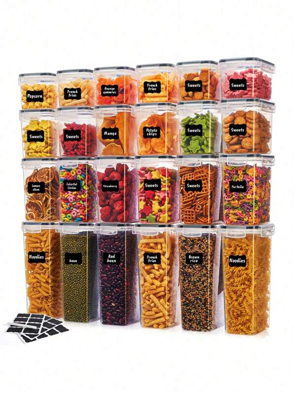 10pcsFood Storage Containers With LIDS, Clear Food Jars, Moisture-Proof Sealed Crisper, For Cereals, Rice, Pasta, Tea, Nuts And Coffee Beans, Plastic Food Storage Jars, Household Kitchen Items