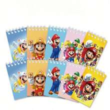 SuperMario 14 Stück/Set Mini Notizbuch mit 10 Cartoon Motiven und ausziehbarem Kugelschreiber, linierter Notizblock, kreatives mehrfarbiges Schreibwarengeset für Büro, Schule, Lernen, Notizen und Weihnachtsschulbedarf, Schulanfang