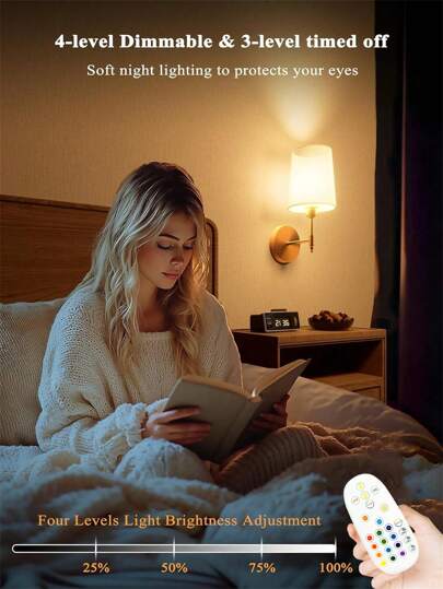 Rechargeable Battery Powered Wand Lamp, Goud Wireless Verlichting 2000 MAh Battery, Dimmable Detachable Bulb Remote Control, 15 s, Bedroom, Living Room, Corridor view 3
