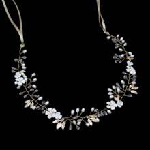 1 Stück Braut Hochzeit Haarreif aus Metall-legierung mit Blatt, Kristall, Muschel und Perle, eleganter Prinzessinen-Stil Hochzeit Haaraccessoire, geeignet für Hochzeit, Abschluss, Geburtstag, Erwachsenen-Party, Prinzessinen-Party