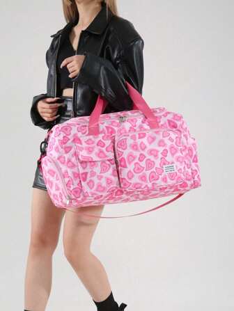 1 pieza Nueva bolsa de viaje de gran capacidad, bolsa de equipaje de viaje corto, bolsa de gimnasio, bolsa deportiva con estampado de leopardo, bolsa casual para mujer para maternidad, alta del hospital, vacaciones, impermeable, bolsa de ocio con compartimento separado para zapatos, bolsa para la escuela, accesorios escolares