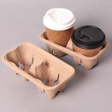 50pcs Delivery Cup Holders, 2-Cup Coffee Tray - Food & Drink Carrier, Fits Hot Or Cold Cups - Beverage Carrier Tray - Party Drink Cup Holder, Ideal For Cafe, Back To School Season, Restaurant, Food Delivery Service Coffee Cup Holders - View 3