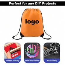 New  10 Packs Orange Drawstring Bags For Birthday Party Gym Sports Multipurpose Polyter Cinch Sackpack Bulk For Heat Vinyl Tie Dye Pull String Sinch Sacks - 橘色 - 查看 5