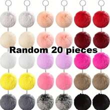 52 Stücke Herzförmiger Flauschiger Bommel Schlüsselanhänger Set, DIY Bastelset beinhaltet 12 Stücke Fellbälle, 20 Stücke Metallringe und 20 Stücke Schlüsselanhänger, ideal als Schlüsselanhänger für Frauen, Taschenanhänger, Valentinstag Geschenk, Autoaccessoires, Schule