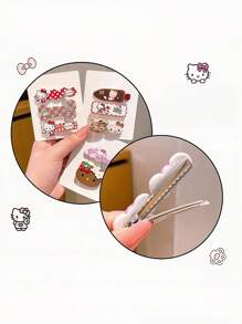 Sanrio 10 piezas de Clips para el cabello de Hello Kitty de Sanrio, accesorios para el cabello infantil, dulces y encantadores de plástico con estampados de colores variados, adecuados para amigas, novias, regalos de cumpleaños, accesorios de playa de verano, accesorios para niñas, cuellos para niñas, aptos para el uso diario y regalos festivos para amigos