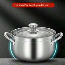 Nouvelle casserole à soupe en acier inoxydable, marmite de type tambour à grande capacité et épaissie, marmite à congee domestique, casserole pour cuisinière à induction et à gaz