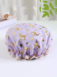 1 pièce Bonnet de douche imperméable à double couche, en matériau PE épaissi pour salle de bain, bonnets de bain et lavage des cheveux, femmes retour à l'école