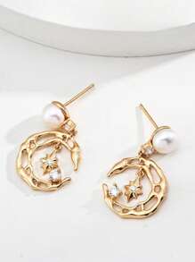 Cercei retro pentru femei, bijuterii, cercei cu perle, stele, lună, cercei noi, stil elegant, accesorii cadou