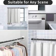 New 2Pcs Spring Tension Curtain Rod,21-38 Inch Adjustable Expandable Prsure Black Curtain Tension Rods For , Bathroom, Window, Home - Black 21 - 38- 2 Pack - View 5